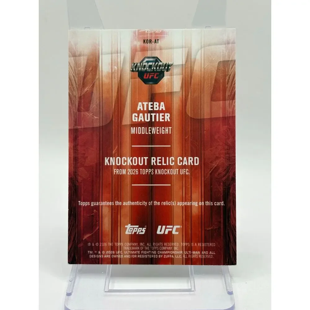 2026 Topps UFC Knockout Ateba Gautier Rookie Knockout Relic Patch 171/199 SP RC